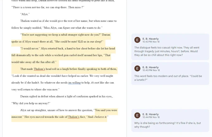 Professional Literary Developmental Editing